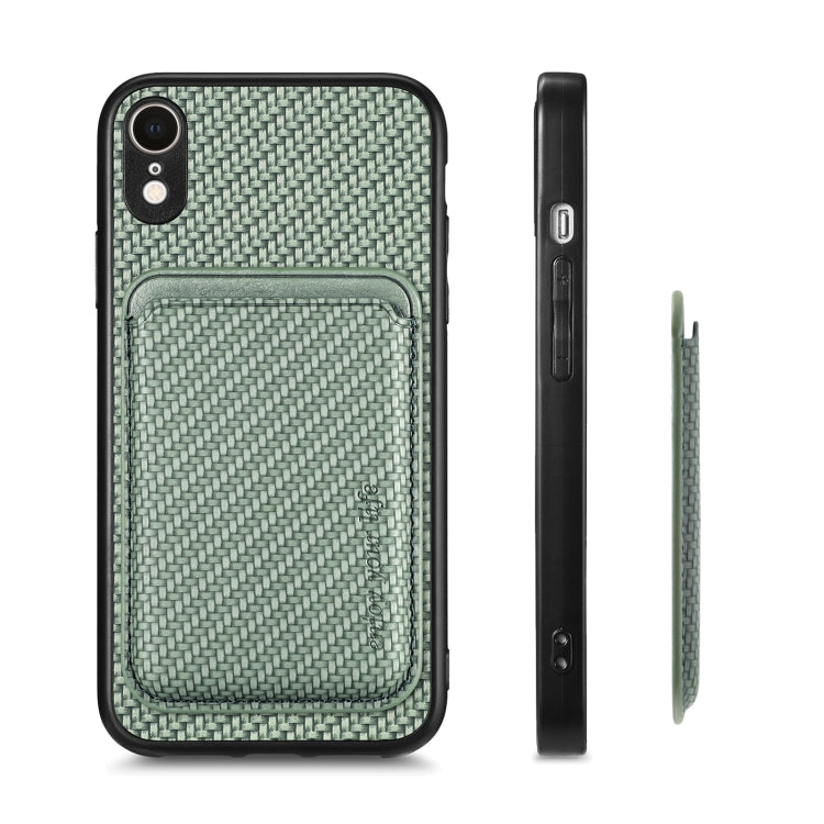 For iPhone  XR Carbon Fiber Leather Card Magsafe Magnetic Phone Case(Green) - More iPhone Cases by buy2fix | Online Shopping UK | buy2fix