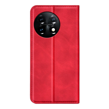 For OnePlus 11  Retro-skin Magnetic Suction Leather Phone Case(Red) - OnePlus Cases by buy2fix | Online Shopping UK | buy2fix