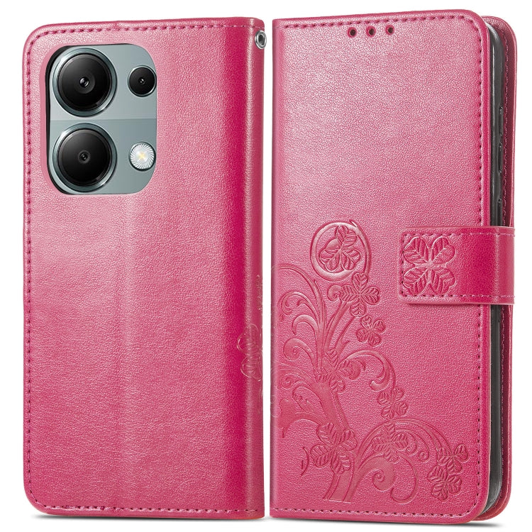 For Xiaomi Redmi  Note 13 Pro 4G Four-leaf Clasp Embossed Leather Phone Case(Magenta) - Note 13 Pro Cases by buy2fix | Online Shopping UK | buy2fix