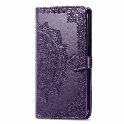 For OnePlus 12 Mandala Flower Embossed Leather Phone Case(Purple) - OnePlus Cases by buy2fix | Online Shopping UK | buy2fix