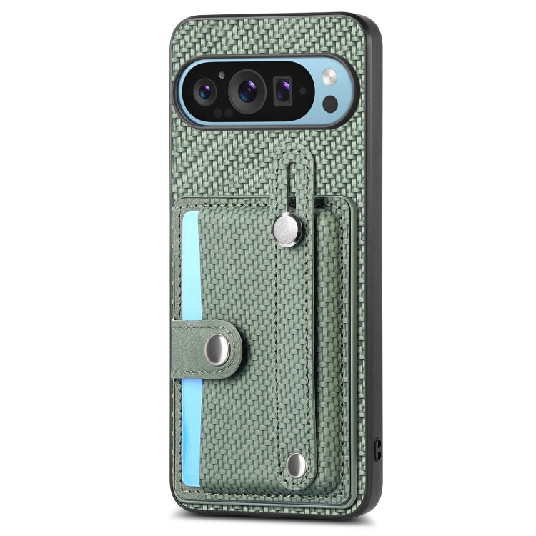 For Google Pixel 9 Pro Wristband Kickstand Card Wallet Back Cover Phone Case with Tool Knife(Green) - Google Cases by buy2fix | Online Shopping UK | buy2fix