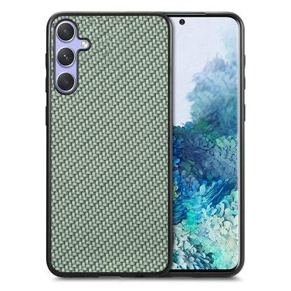 For Samsung Galaxy S25 5G Carbon Fiber Texture Leather Back Cover Phone Case(Green) - Galaxy Phone Cases by buy2fix | Online Shopping UK | buy2fix