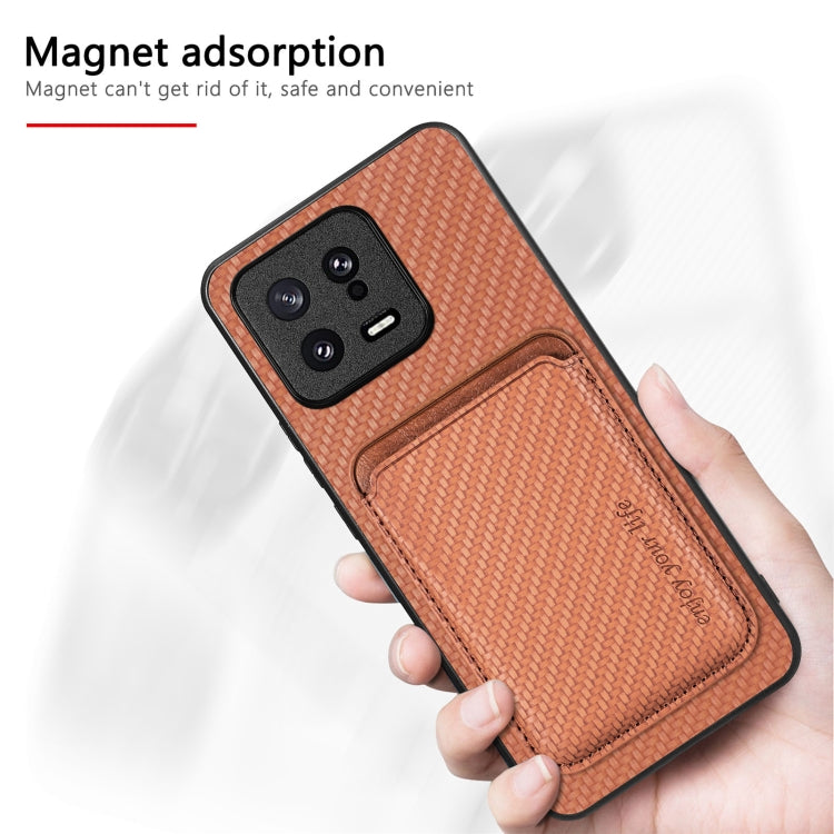 For Xiaomi 14 Pro Carbon Fiber Leather Card Magnetic Phone Case(Black) - 14 Pro Cases by buy2fix | Online Shopping UK | buy2fix