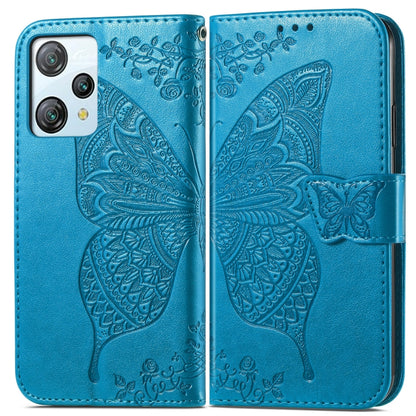 For Blackview A53 Butterfly Love Flower Embossed Leather Phone Case(Blue) - More Brand by buy2fix | Online Shopping UK | buy2fix