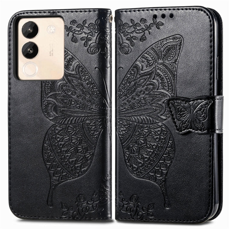 For vivo X100 Pro Butterfly Love Flower Embossed Leather Phone Case(Black) - X100 Pro Cases by imak | Online Shopping UK | buy2fix