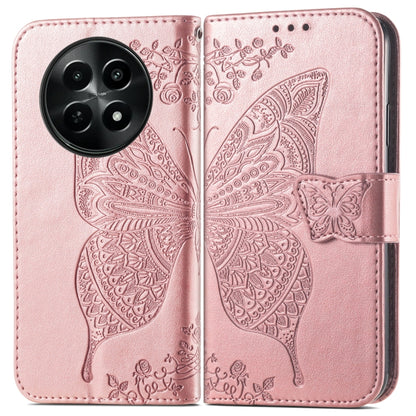 For Realme 12 Butterfly Love Flower Embossed Leather Phone Case(Rose Gold) - Realme Cases by buy2fix | Online Shopping UK | buy2fix