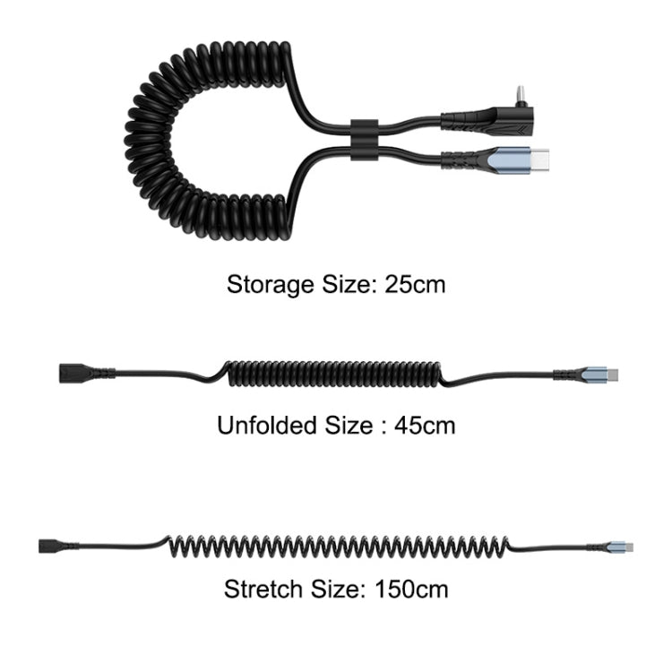 ENKAY PD 60W Type-C to Type-C 3A Elbow Expansion Spring Coiled Fast Chrging Data Cable, Length: 1.5m - USB-C & Type-C Cable by ENKAY | Online Shopping UK | buy2fix