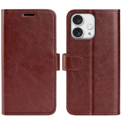 For iPhone 16 Pro R64 Texture Horizontal Flip Leather Phone Case(Brown) - iPhone 16 Pro Cases by buy2fix | Online Shopping UK | buy2fix