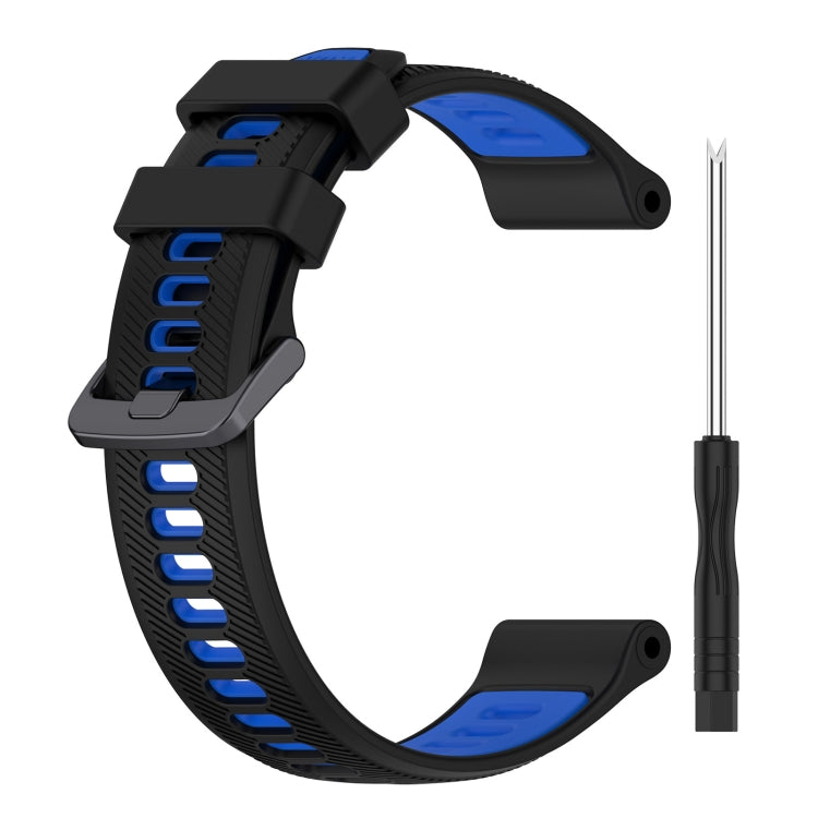 For Garmin Forerunner 945 Sports Two-Color Silicone Watch Band(Black+Blue) - Watch Bands by buy2fix | Online Shopping UK | buy2fix