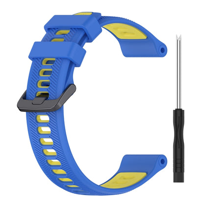 For Garmin Instinct Sports Two-Color Silicone Watch Band(Blue+Yellow) - Watch Bands by buy2fix | Online Shopping UK | buy2fix