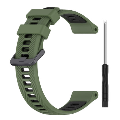 For Garmin Fenix 6 Pro Sports Two-Color Silicone Watch Band(Army Green+Black) - Watch Bands by buy2fix | Online Shopping UK | buy2fix