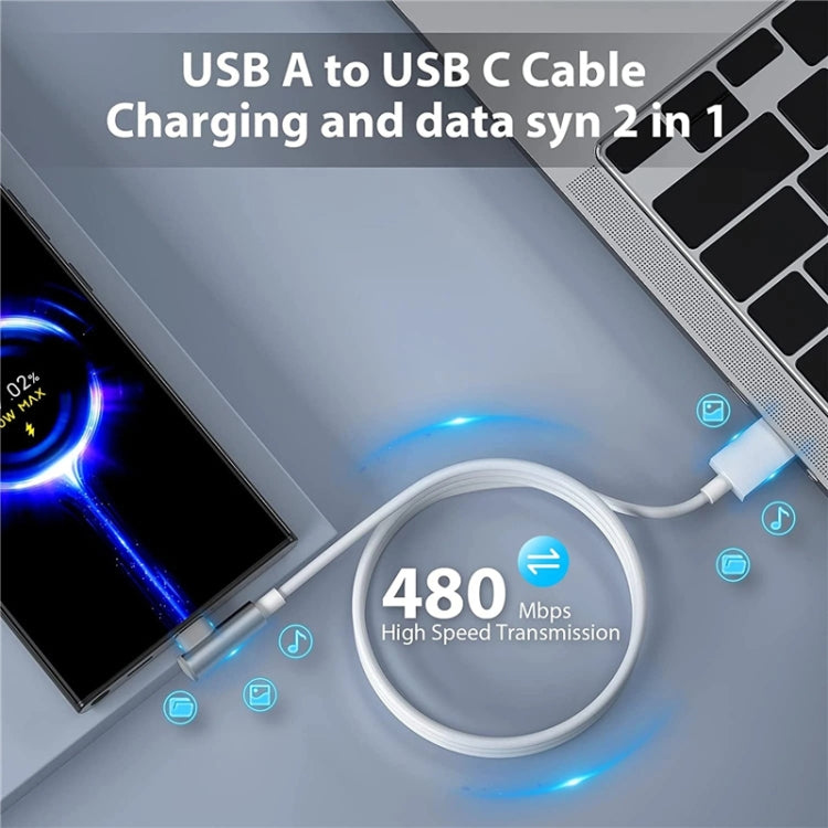 5pcs XJ-93 1m 120W USB to Type-C Elbow Fast Charging Data Cable for vivo and Other Phone(White) - USB-C & Type-C Cable by buy2fix | Online Shopping UK | buy2fix