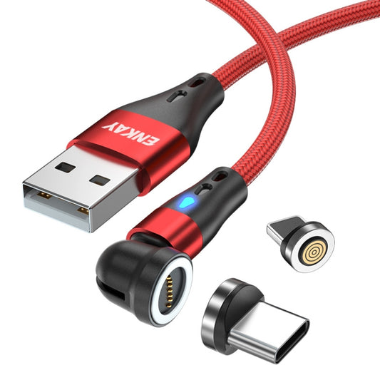 ENKAY 3A USB to Type-C / 8 Pin Magnetic 540 Degrees Rotating Fast Charging Cable, Length:1m(Red) - Charging Cable & Head by ENKAY | Online Shopping UK | buy2fix