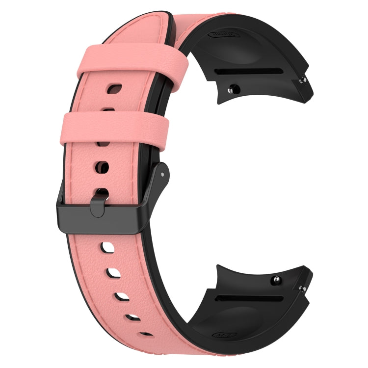 For Samsung Galaxy Watch 6 Silicone Leather Black Buckle Watch Band(Pink) - Watch Bands by buy2fix | Online Shopping UK | buy2fix