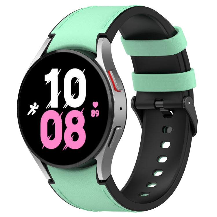 For Samsung Galaxy Watch 6 Classic Silicone Leather Black Buckle Watch Band(Green) - Watch Bands by buy2fix | Online Shopping UK | buy2fix