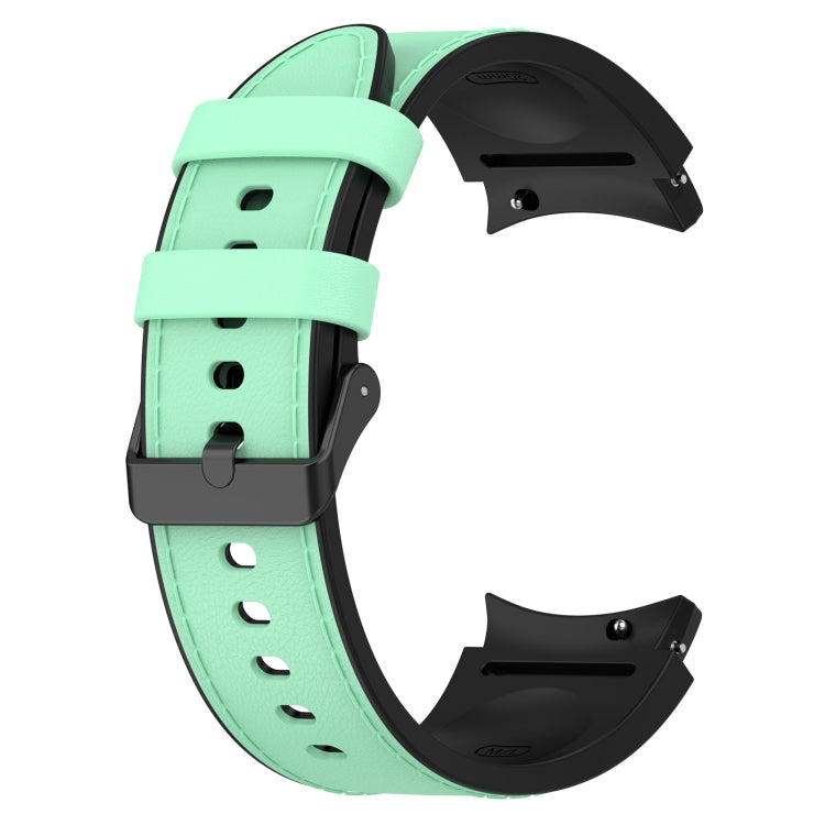 For Samsung Galaxy Watch 6 Classic Silicone Leather Black Buckle Watch Band(Green) - Watch Bands by buy2fix | Online Shopping UK | buy2fix