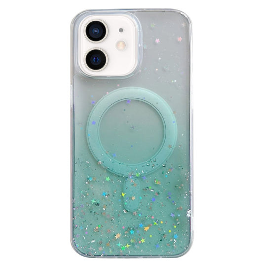 For iPhone 12 MagSafe Glitter Hybrid Clear TPU Phone Case(Green) - iPhone 12 / 12 Pro Cases by buy2fix | Online Shopping UK | buy2fix