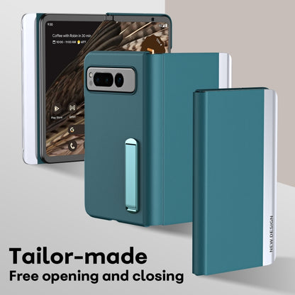 For   Google Pixel Fold Side Electroplating Adsorption Ultra-thin Leather Phone Case(Indigo) - Google Cases by buy2fix | Online Shopping UK | buy2fix