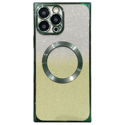 For iPhone 12 Pro Max Square Gradient Magsafe Electroplating TPU Phone Case(Green) - iPhone 12 Pro Max Cases by buy2fix | Online Shopping UK | buy2fix