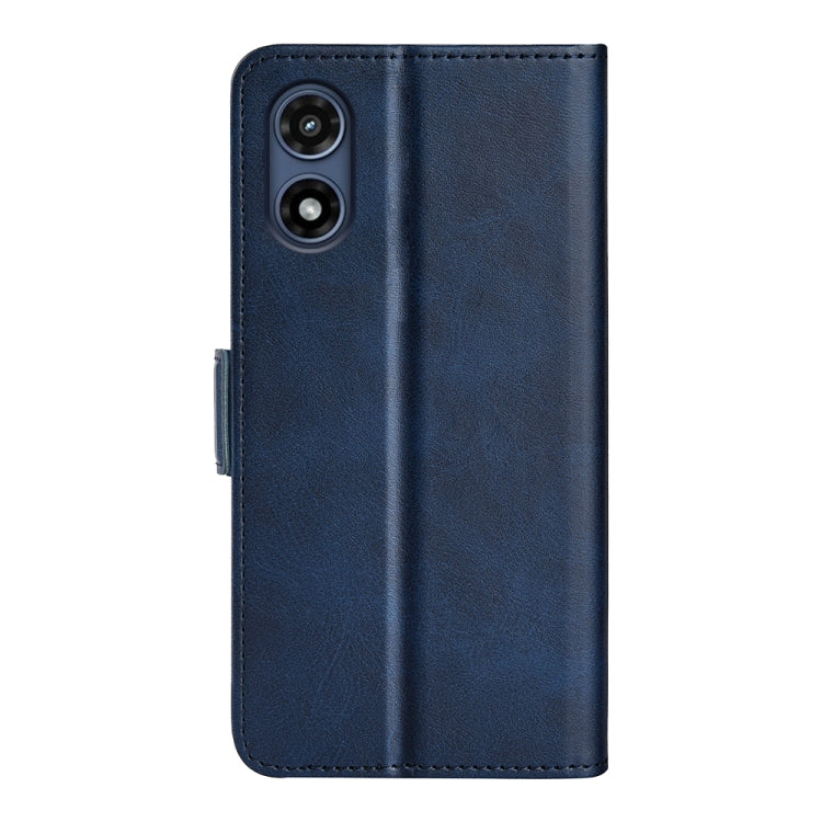 For Motorola Moto G Play 2024 Dual-side Magnetic Buckle Horizontal Flip Leather Phone Case(Dark Blue) - Motorola Cases by buy2fix | Online Shopping UK | buy2fix