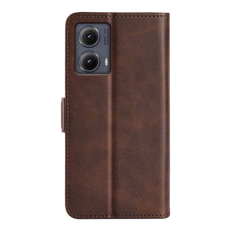 For Motorola Edge 5G 2024 Dual-side Magnetic Buckle Horizontal Flip Leather Phone Case(Brown) - Motorola Cases by buy2fix | Online Shopping UK | buy2fix