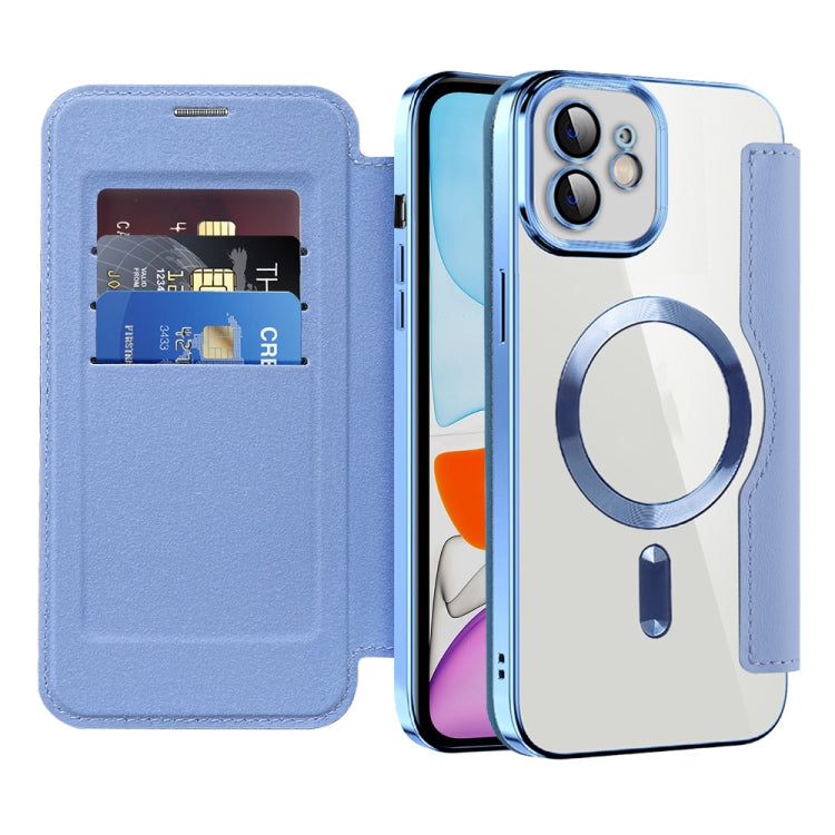 For iPhone 15 Pro Max Shield Magsafe RFID Anti-theft Rhombus Leather Phone Case(Blue) - iPhone 15 Pro Max Cases by buy2fix | Online Shopping UK | buy2fix