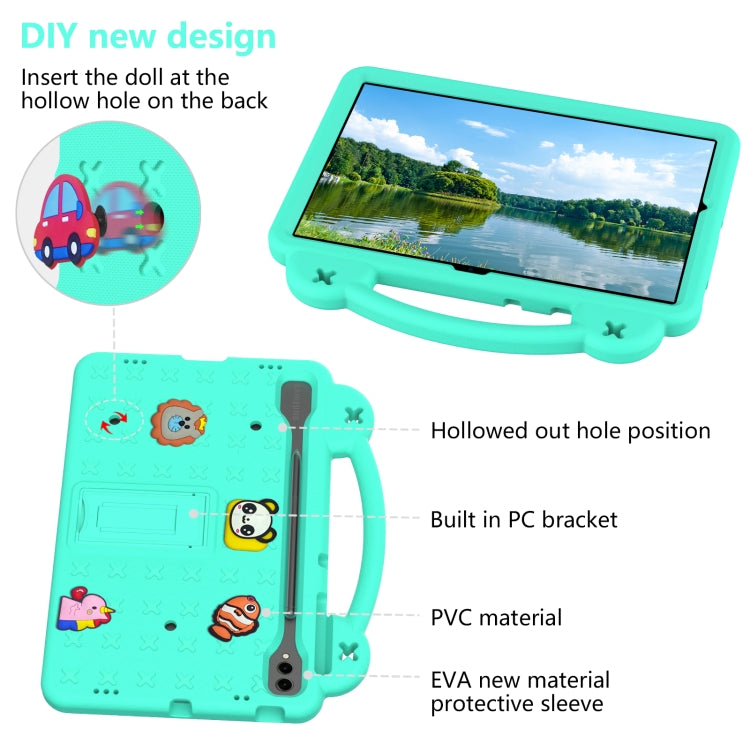 For Samsung Galaxy Tab S9 FE+ 12.4 X610N Handle Kickstand Children EVA Shockproof Tablet Case(Mint Green) - Galaxy Tab S9 FE+ by buy2fix | Online Shopping UK | buy2fix