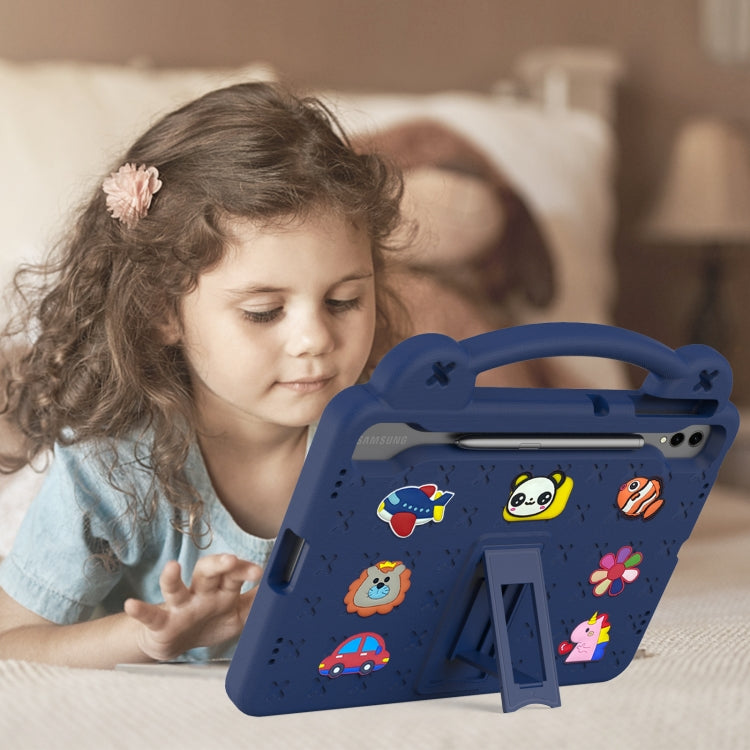 For Samsung Galaxy Tab S9+ 12.4 X810 Handle Kickstand Children EVA Shockproof Tablet Case(Navy Blue) - Galaxy Tab S9+ Cases by buy2fix | Online Shopping UK | buy2fix