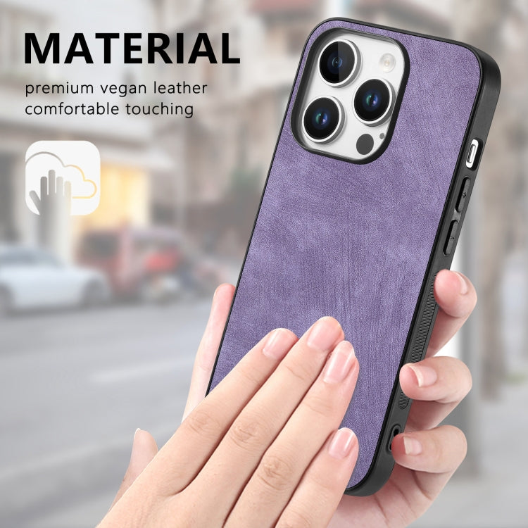 For iPhone 16 Pro Vintage Leather PC Back Cover Phone Case(Purple) - iPhone 16 Pro Cases by buy2fix | Online Shopping UK | buy2fix