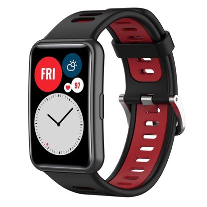 For Huawei Watch Fit New Two-Color Silicone Watch Band(Black+Red) - Watch Bands by buy2fix | Online Shopping UK | buy2fix