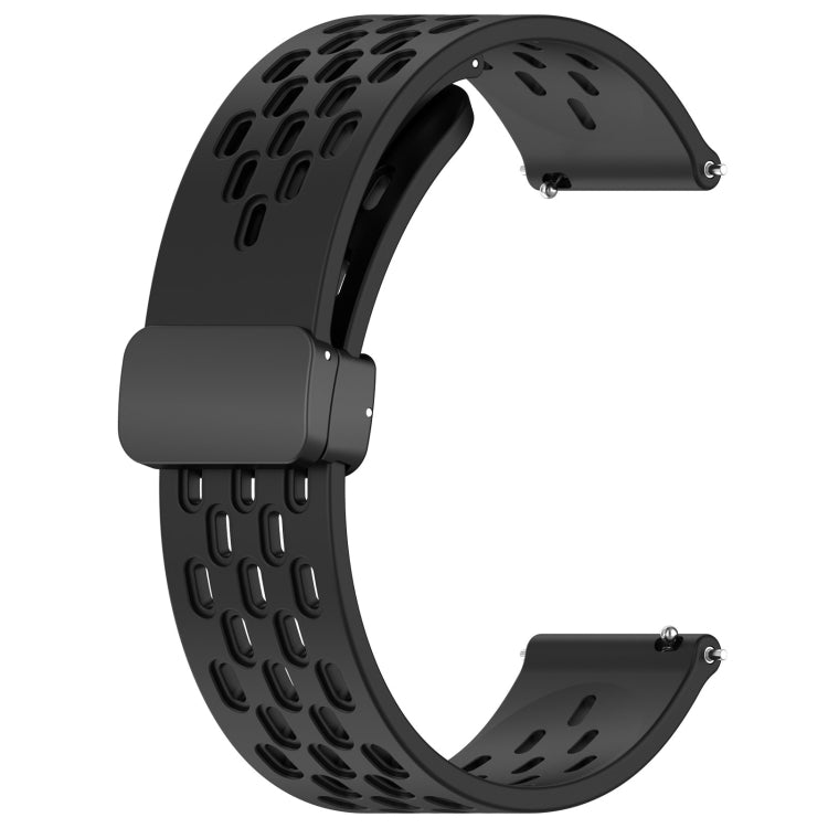 For Amazfit GTR Mini 20mm Folding Magnetic Clasp Silicone Watch Band(Black) - Watch Bands by buy2fix | Online Shopping UK | buy2fix