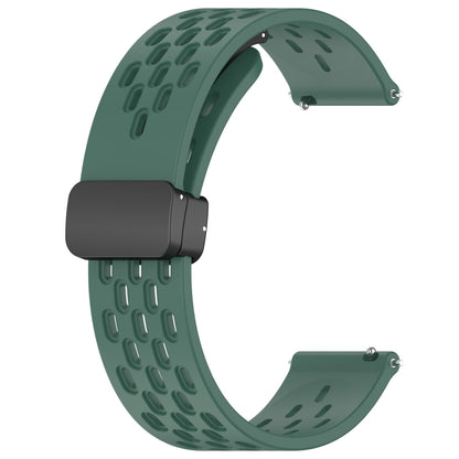 For Amazfit GTS 2E 20mm Folding Magnetic Clasp Silicone Watch Band(Dark Green) - Watch Bands by buy2fix | Online Shopping UK | buy2fix