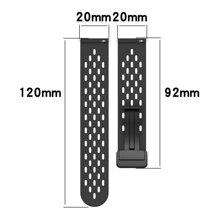 For Amazfit Pop 20mm Folding Magnetic Clasp Silicone Watch Band(Black) - Watch Bands by buy2fix | Online Shopping UK | buy2fix