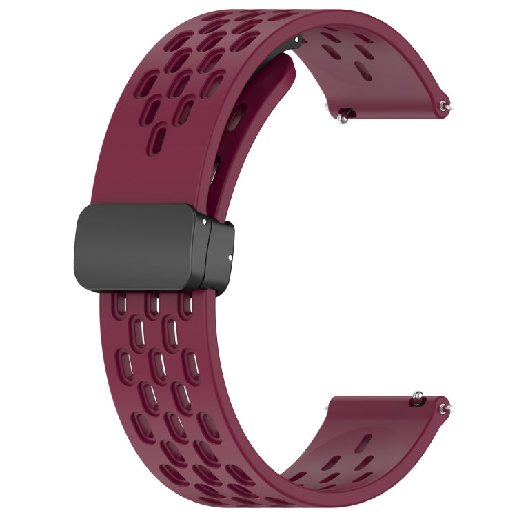 For Huawei Watch 4 Pro 22mm Folding Magnetic Clasp Silicone Watch Band(Wine Red) - Watch Bands by buy2fix | Online Shopping UK | buy2fix