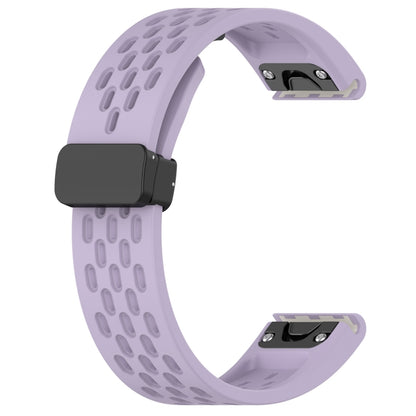 For Garmin Fenix 7S Solar 20mm Folding Buckle Hole Silicone Watch Band(Purple) - Watch Bands by buy2fix | Online Shopping UK | buy2fix