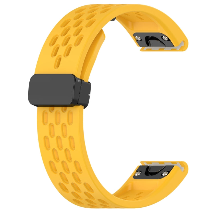 For Garmin Fenix 5S Plus 20mm Folding Buckle Hole Silicone Watch Band(Yellow) - Watch Bands by buy2fix | Online Shopping UK | buy2fix