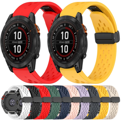 For Garmin Fenix 6S 20mm Folding Buckle Hole Silicone Watch Band(Red) - Watch Bands by buy2fix | Online Shopping UK | buy2fix