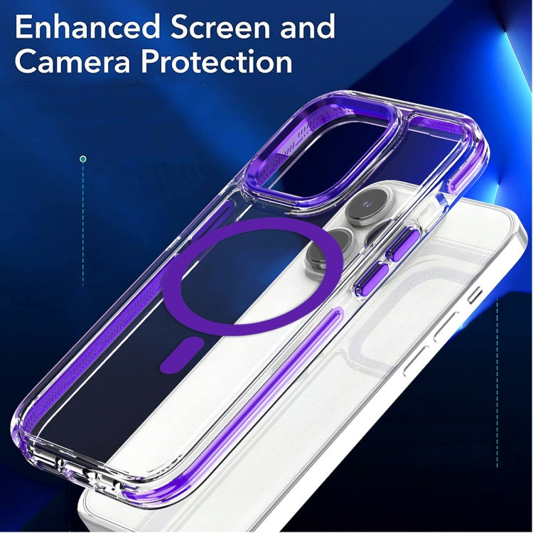 For iPhone 14 Plus Dual-color MagSafe TPU Hybrid Clear PC Shockproof Phone Case(Blue) - iPhone 14 Plus Cases by buy2fix | Online Shopping UK | buy2fix