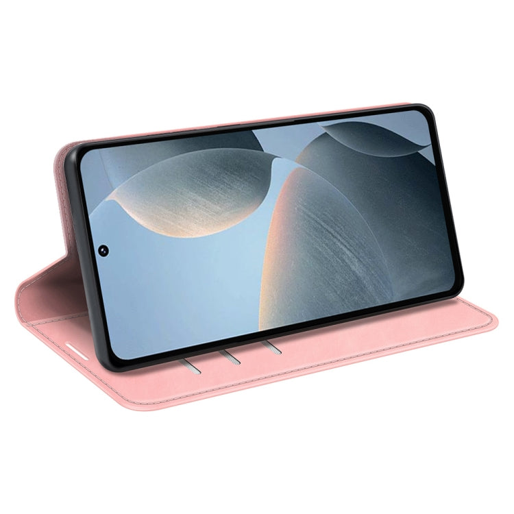 For Xiaomi Redmi K70E Retro-skin Magnetic Suction Leather Phone Case(Pink) - K70E Cases by buy2fix | Online Shopping UK | buy2fix