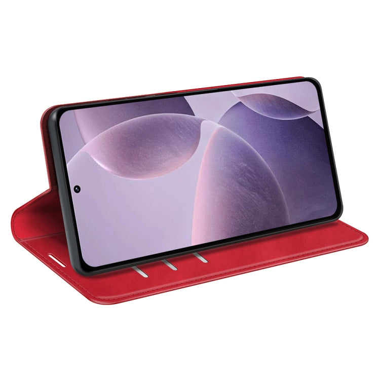 For Xiaomi Redmi K70 Retro-skin Magnetic Suction Leather Phone Case(Red) - K70 Cases by buy2fix | Online Shopping UK | buy2fix