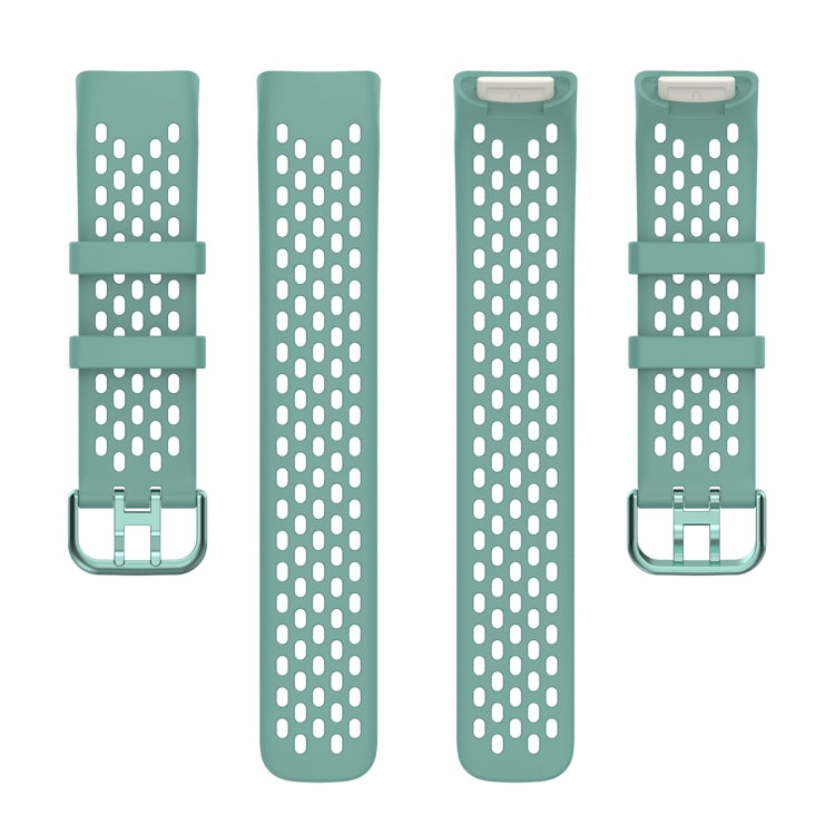 For Fitbit Charge 5 Solid Color Breathable Sports Silicone Watch Band(Pine Green) - Watch Bands by buy2fix | Online Shopping UK | buy2fix