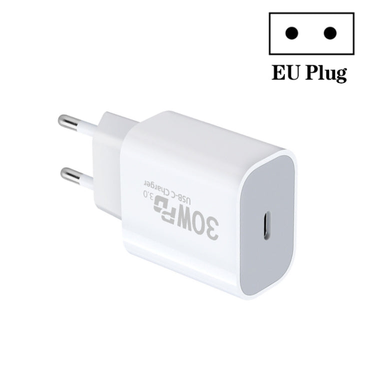 Single Port PD30W USB-C / Type-C Charger with Type-C to 8 Pin Data Cable EU Plug - USB Charger by buy2fix | Online Shopping UK | buy2fix