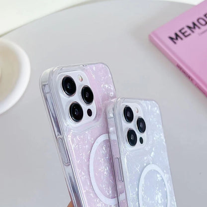 For iPhone 13 Pro Shell Texture MagSafe TPU Phone Case(White) - iPhone 13 Pro Cases by buy2fix | Online Shopping UK | buy2fix