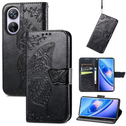 For Blackview A200 Pro Butterfly Love Flower Embossed Leather Phone Case(Black) - More Brand by buy2fix | Online Shopping UK | buy2fix