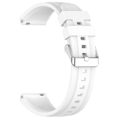 For Huawei Watch GT4 41mm Official Steps Style Silver Buckle Silicone Watch Band(White) - Watch Bands by buy2fix | Online Shopping UK | buy2fix