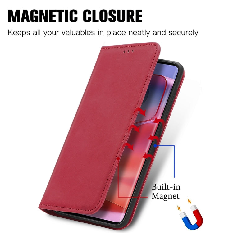 For Motorola Edge 2024 Retro Skin Feel Magnetic Flip Leather Phone Case(Red) - Motorola Cases by buy2fix | Online Shopping UK | buy2fix