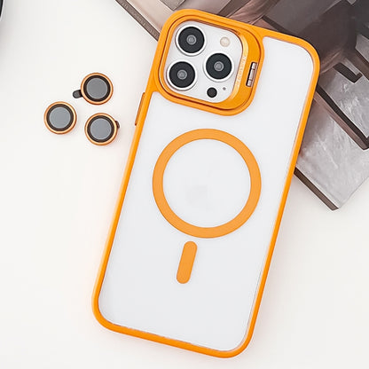 For iPhone 12 Pro Max MagSafe Acrylic Hybrid TPU Holder Phone Case with Lens film(Orange) - iPhone 12 Pro Max Cases by buy2fix | Online Shopping UK | buy2fix