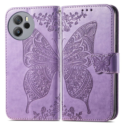 For Blackview Shark 8 Butterfly Love Flower Embossed Leather Phone Case(Light Purple) - More Brand by buy2fix | Online Shopping UK | buy2fix