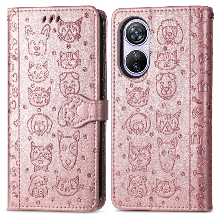 For Blackview A200 Pro Cat and Dog Embossed Leather Phone Case(Rose Gold) - More Brand by buy2fix | Online Shopping UK | buy2fix