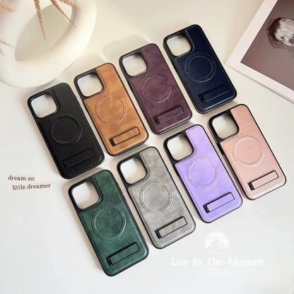 For iPhone  11 Multi-function Holder MagSafe PU Phone Case(Rose Gold) - iPhone 11 Cases by buy2fix | Online Shopping UK | buy2fix